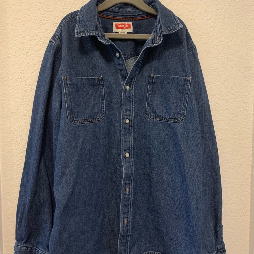 Vintage Wrangler Kids Blue Button Down Shirt